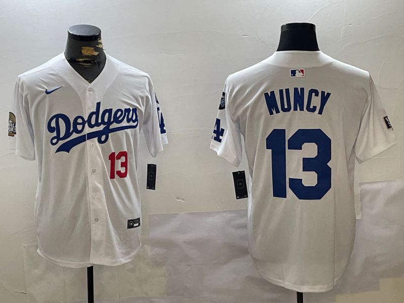 Men Los Angeles Dodgers 13 Muncy White Game 2024 Nike MLB Jersey style 11201